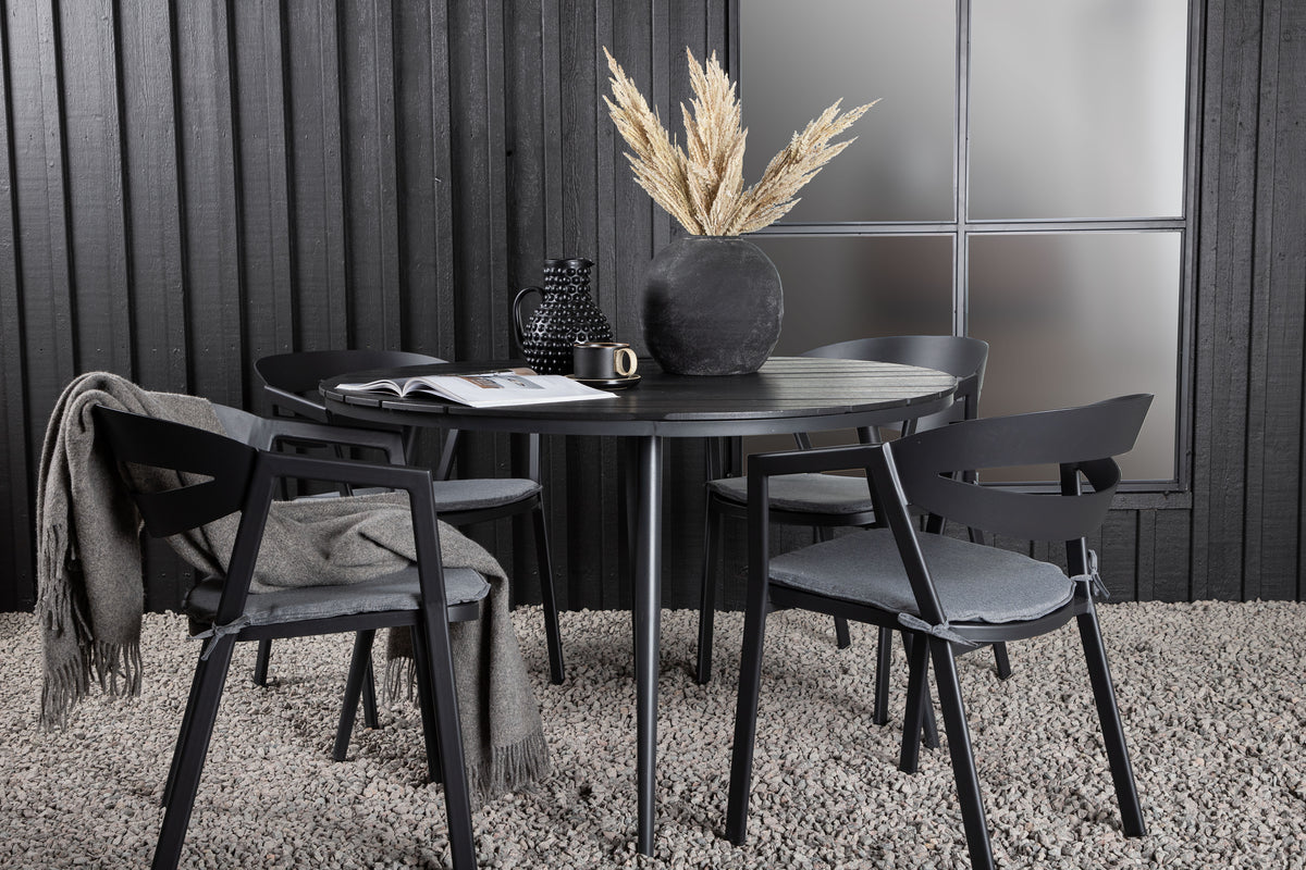 Break & Slit Rundt Spisebord ø120 Sort + Spisebordsstole Sort