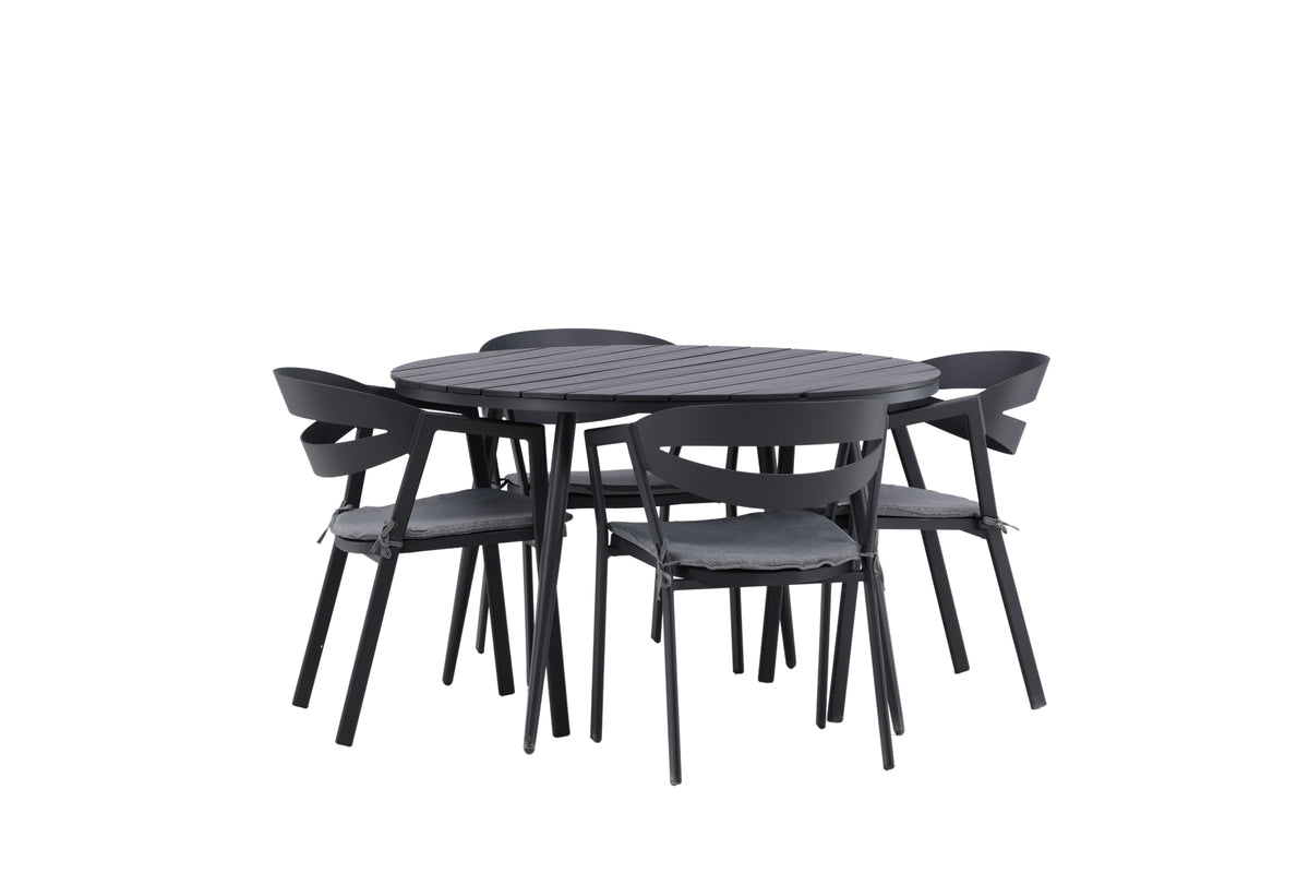 Break & Slit Rundt Spisebord ø120 Sort + Spisebordsstole Sort