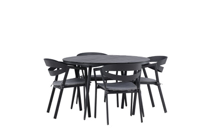 Break & Slit Rundt Spisebord ø120 Sort + Spisebordsstole Sort