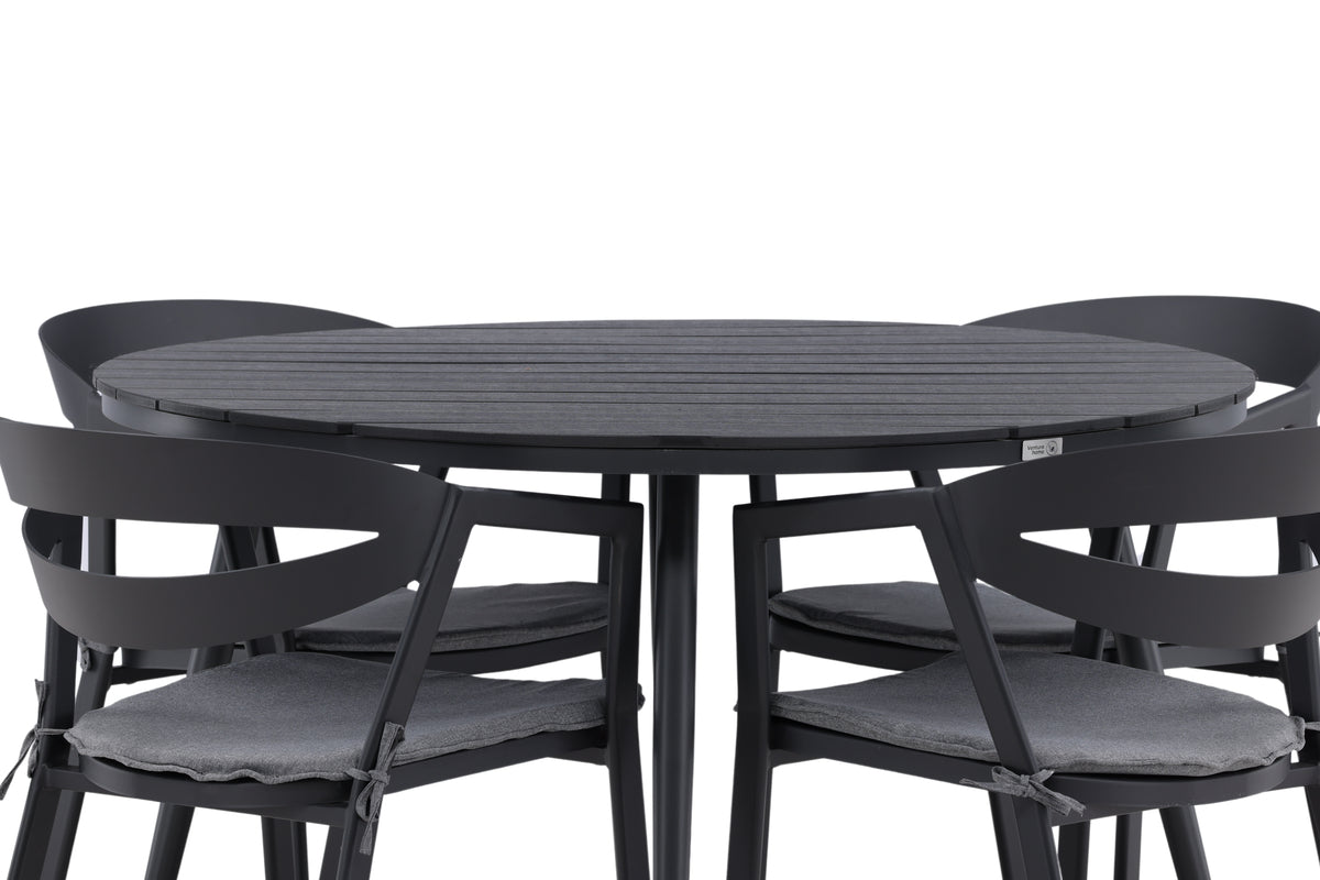 Break & Slit Rundt Spisebord ø120 Sort + Spisebordsstole Sort