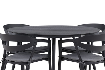 Break & Slit Rundt Spisebord ø120 Sort + Spisebordsstole Sort