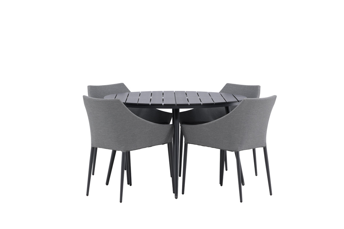 Spoga & Break Spisebordsstole Grå + Rundt Spisebord ø120 Sort