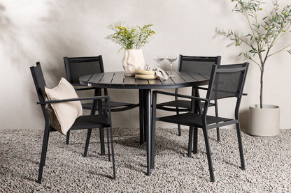 Break & Copacabana Rundt Spisebord ø120 Sort + Spisebordsstole Sort