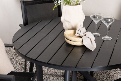 Break & Copacabana Rundt Spisebord ø120 Sort + Spisebordsstole Sort