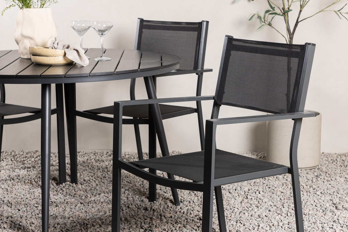 Break & Copacabana Rundt Spisebord ø120 Sort + Spisebordsstole Sort