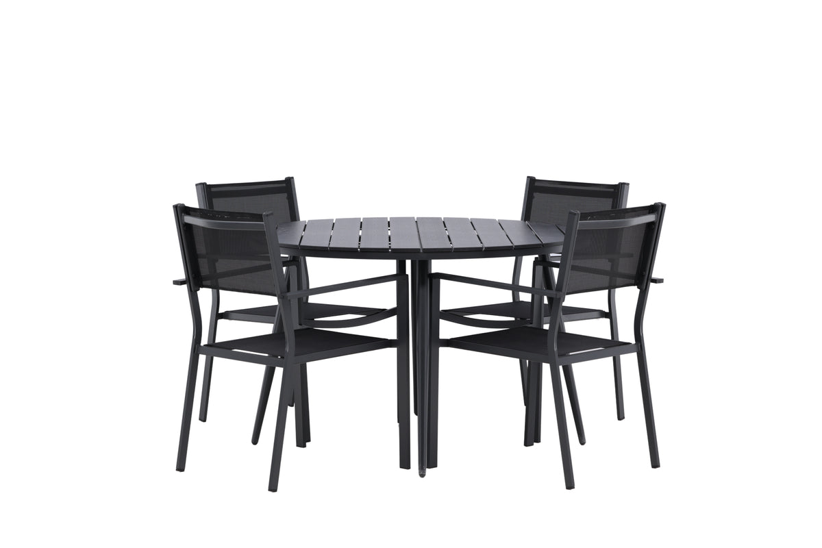 Break & Copacabana Rundt Spisebord ø120 Sort + Spisebordsstole Sort
