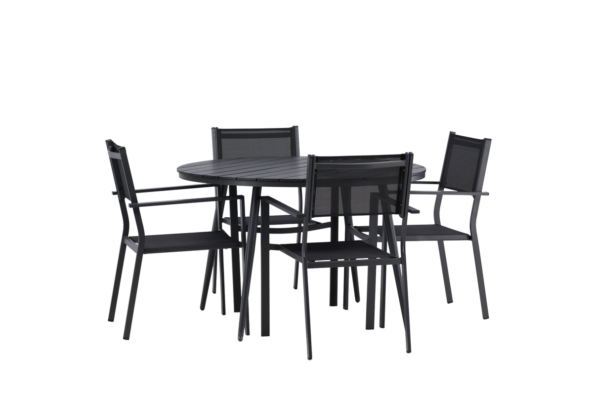 Break & Copacabana Rundt Spisebord ø120 Sort + Spisebordsstole Sort