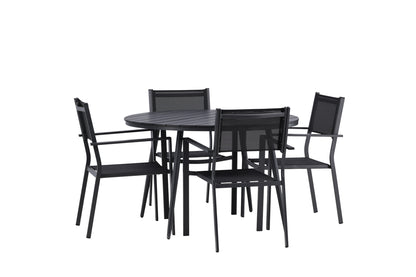 Break & Copacabana Rundt Spisebord ø120 Sort + Spisebordsstole Sort