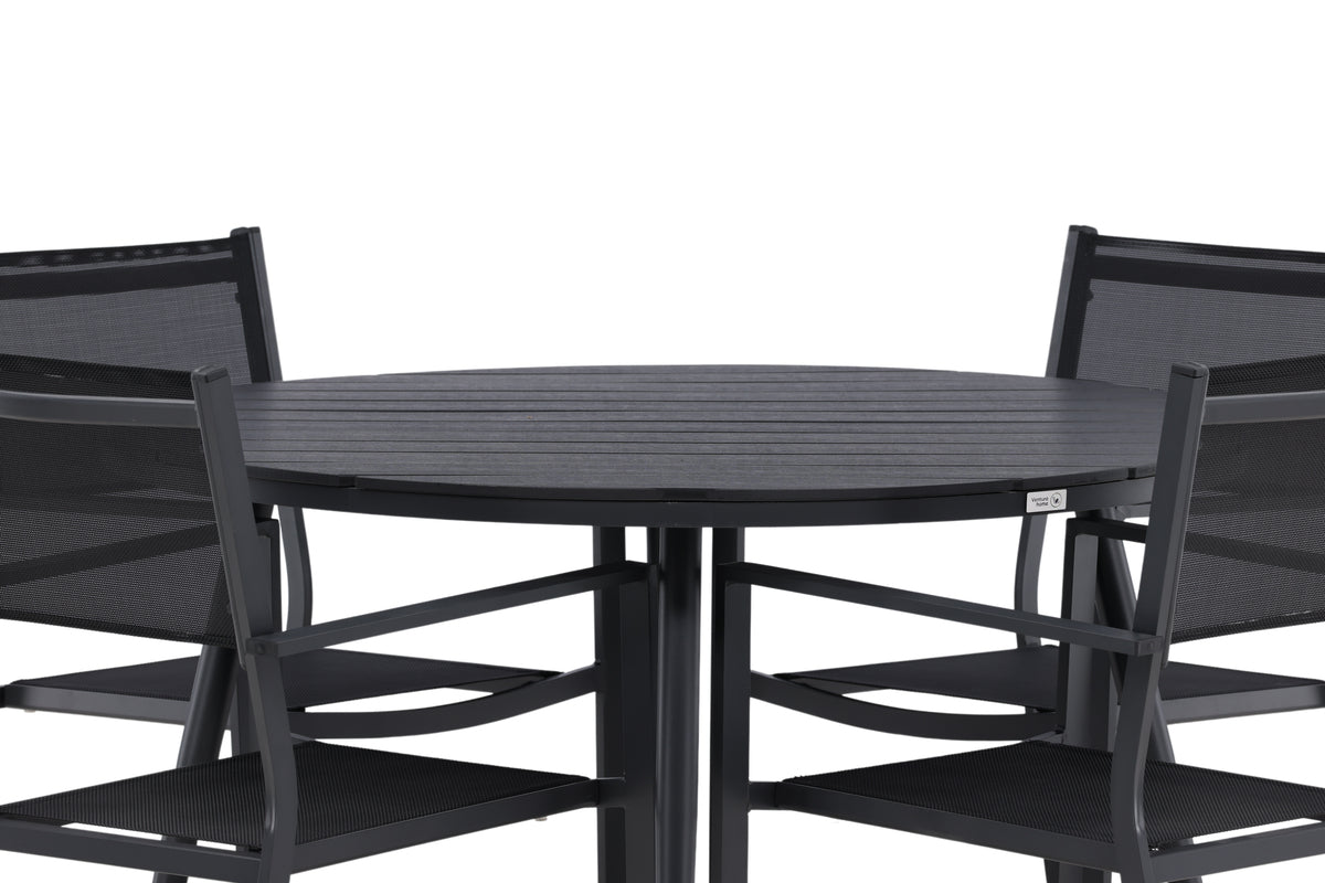 Break & Copacabana Rundt Spisebord ø120 Sort + Spisebordsstole Sort