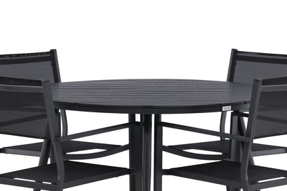 Break & Copacabana Rundt Spisebord ø120 Sort + Spisebordsstole Sort