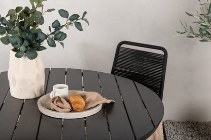 Break & Lindos Rundt Spisebord ø120 Sort + Spisebordsstole Sort