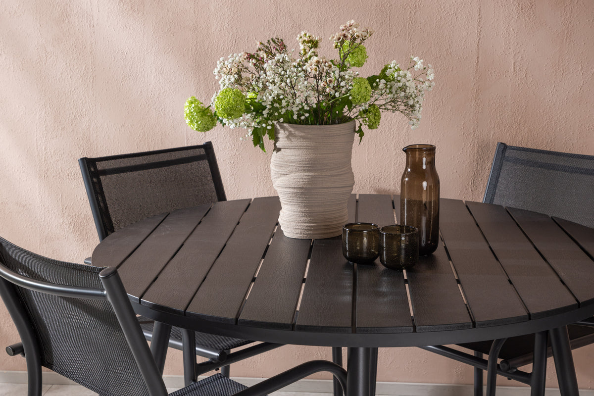 Rundt spisebord 120 Sort + Spisebordsstol 2-pak Sort