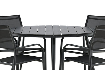 Rundt spisebord 120 Sort + Spisebordsstol 2-pak Sort