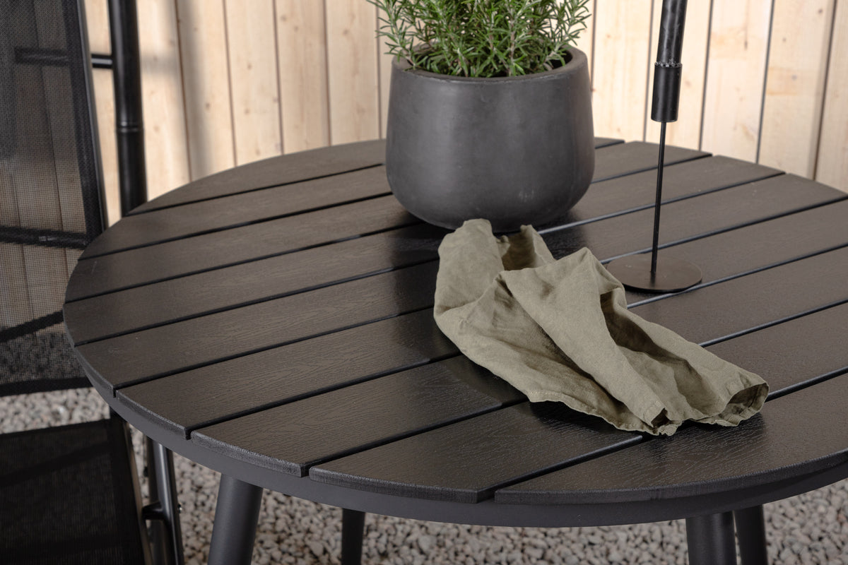 Rundt spisebord 90 Sort + Position stol 2-pak Sort