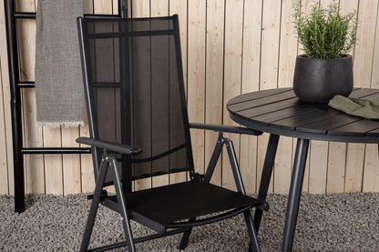 Rundt spisebord 90 Sort + Position stol 2-pak Sort