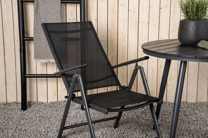 Rundt spisebord 90 Sort + Position stol 2-pak Sort