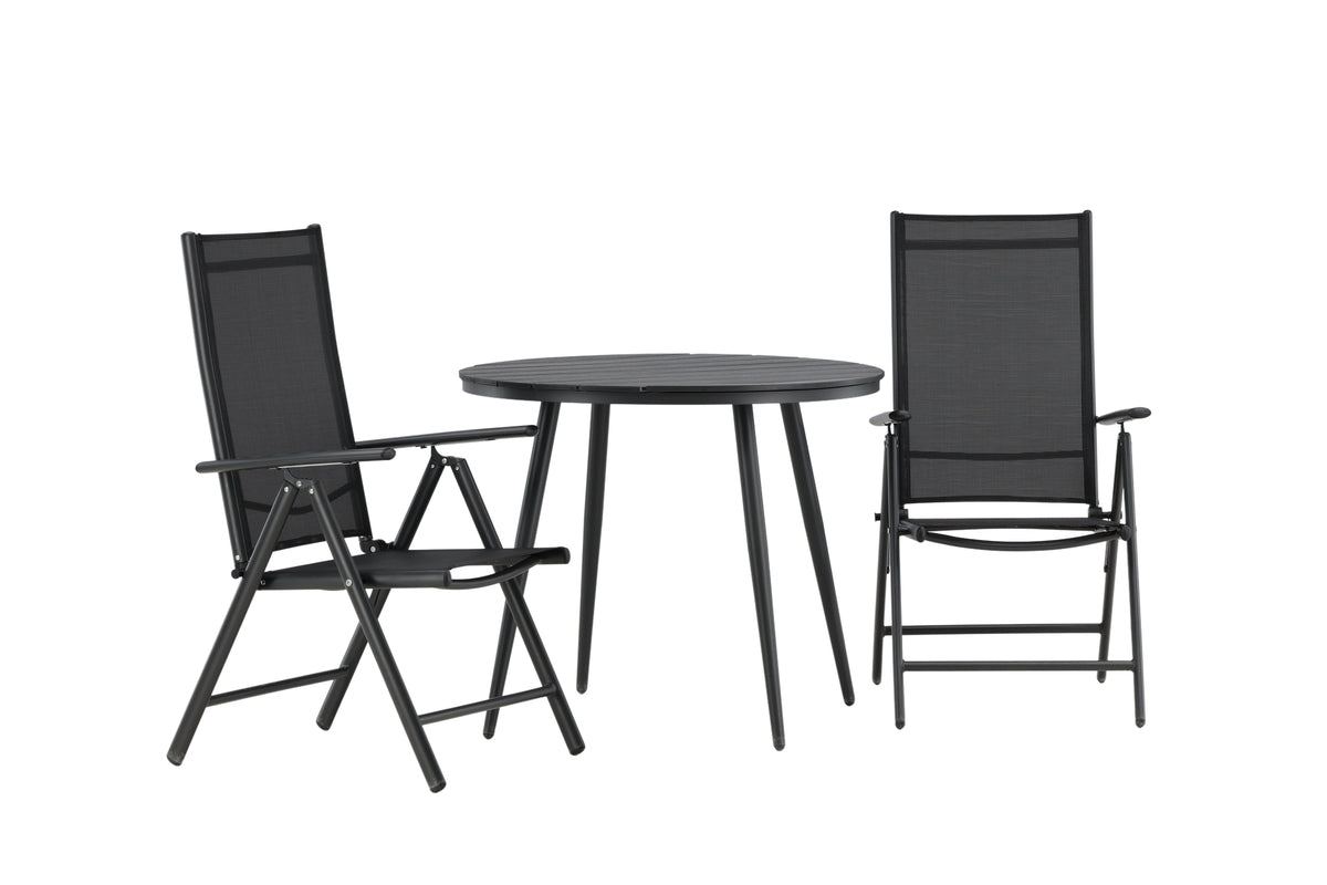 Rundt spisebord 90 Sort + Position stol 2-pak Sort