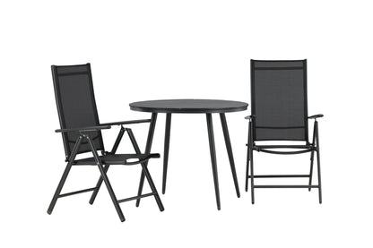 Rundt spisebord 90 Sort + Position stol 2-pak Sort