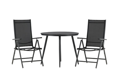 Rundt spisebord 90 Sort + Position stol 2-pak Sort
