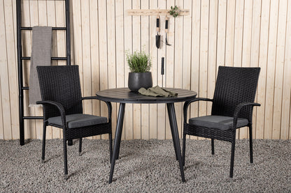 Break & Anna Rundt Spisebord ø90 Sort + Spisestole Sort