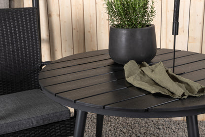 Break & Anna Rundt Spisebord ø90 Sort + Spisestole Sort