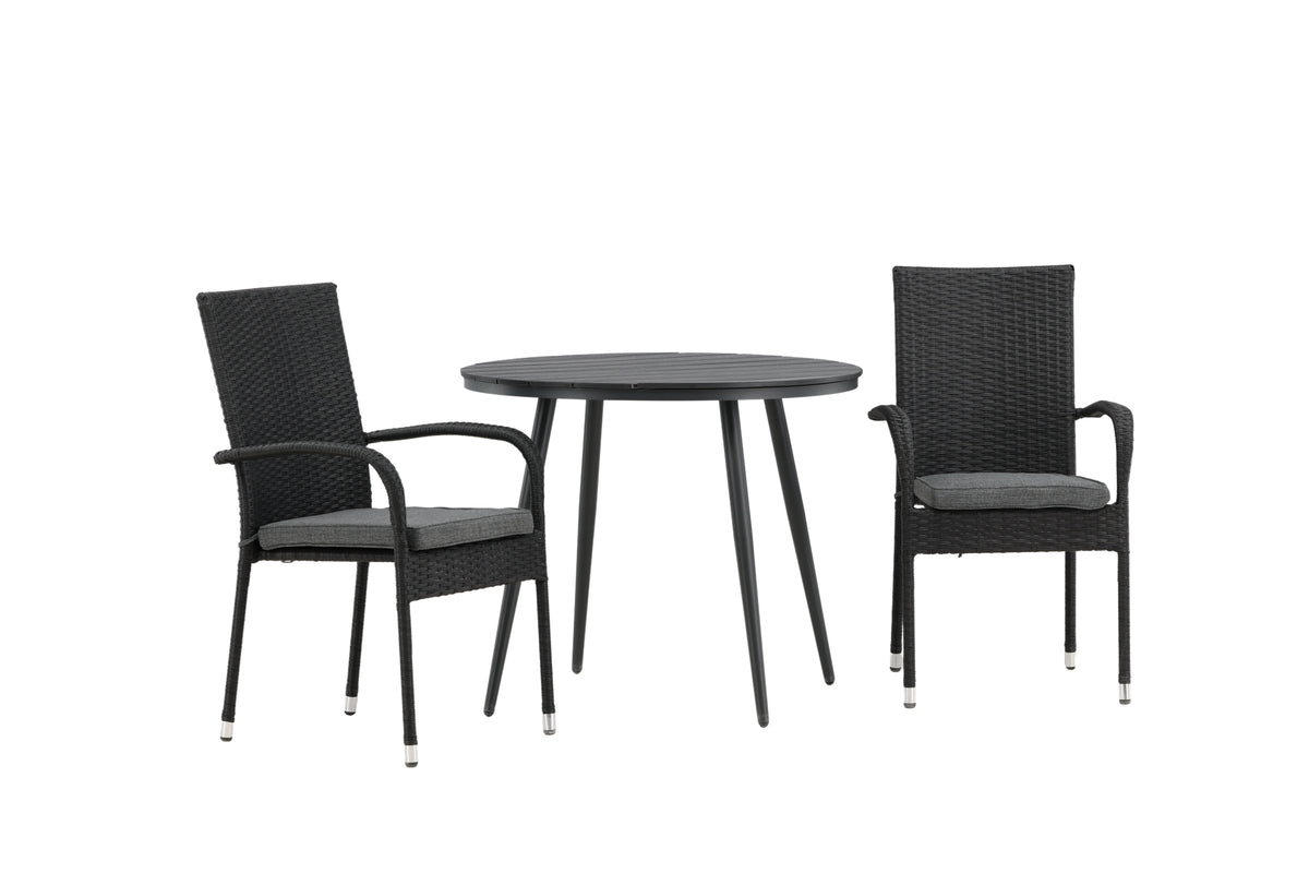 Break & Anna Rundt Spisebord ø90 Sort + Spisestole Sort