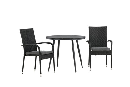 Break & Anna Rundt Spisebord ø90 Sort + Spisestole Sort