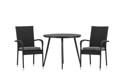 Break & Anna Rundt Spisebord ø90 Sort + Spisestole Sort