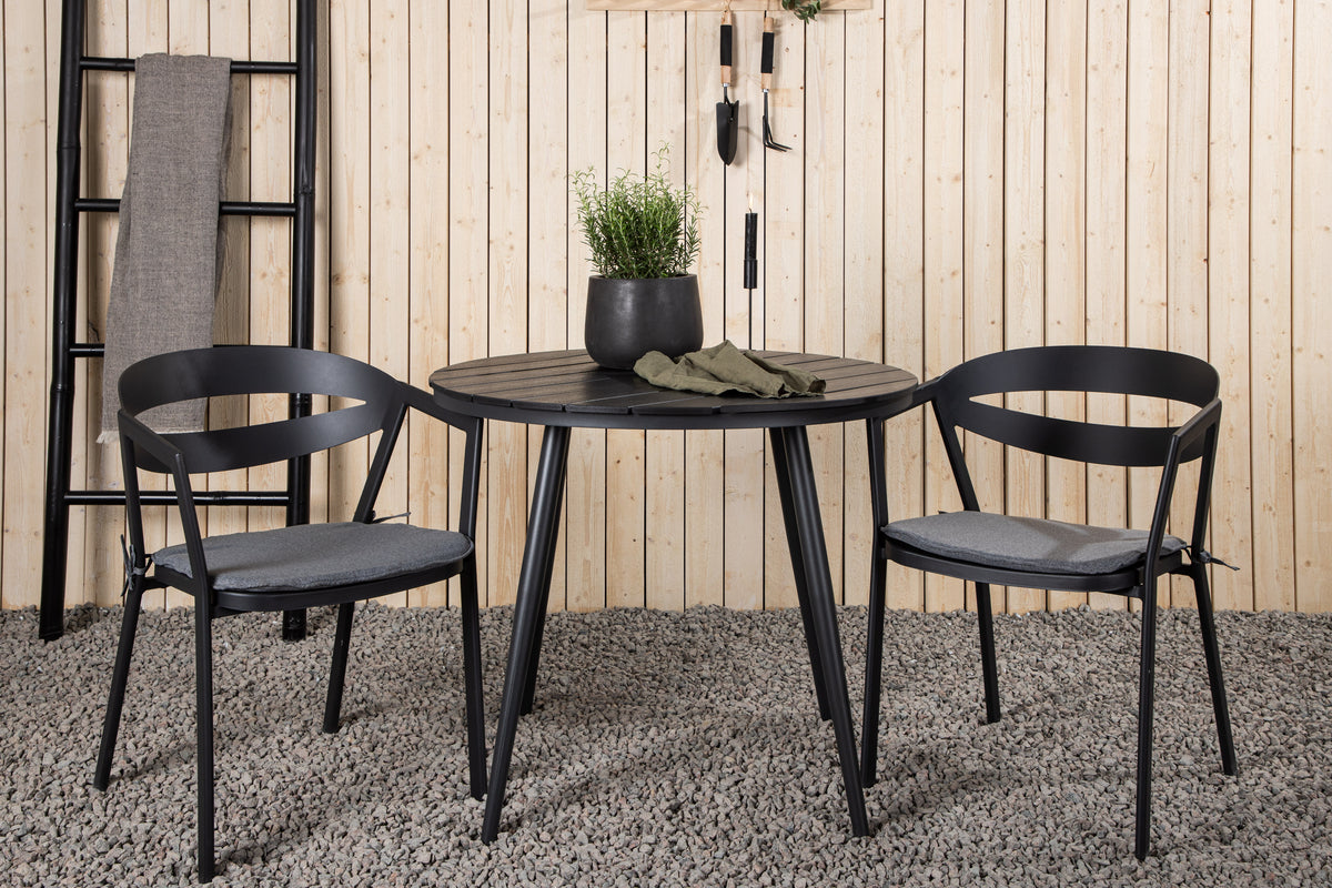 Break & Slit Rundt Spisebord ø90 Sort + Spisestole Sort