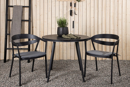 Break & Slit Rundt Spisebord ø90 Sort + Spisestole Sort