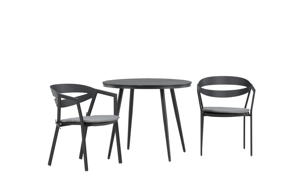 Break & Slit Rundt Spisebord ø90 Sort + Spisestole Sort