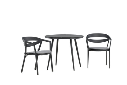 Break & Slit Rundt Spisebord ø90 Sort + Spisestole Sort