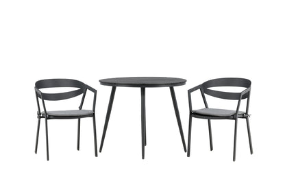 Break & Slit Rundt Spisebord ø90 Sort + Spisestole Sort