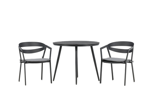 Break & Slit Rundt Spisebord ø90 Sort + Spisestole Sort