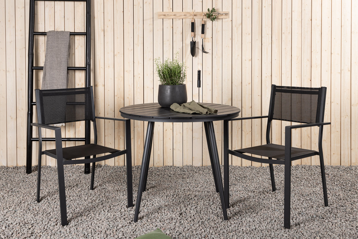 Break & Copacabana Rundt Spisebord ø90 Sort + Spisestole Sort