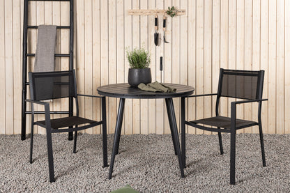 Break & Copacabana Rundt Spisebord ø90 Sort + Spisestole Sort