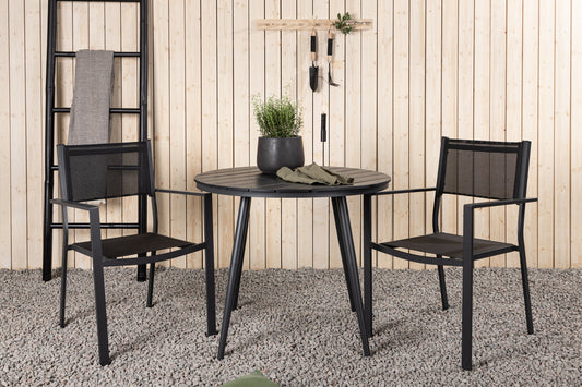 Break & Copacabana Rundt Spisebord ø90 Sort + Spisestole Sort