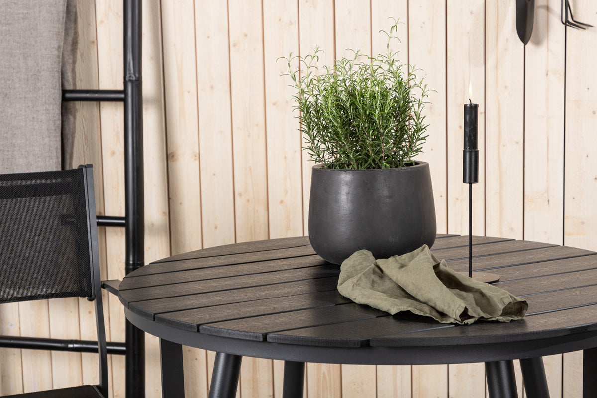 Break & Copacabana Rundt Spisebord ø90 Sort + Spisestole Sort