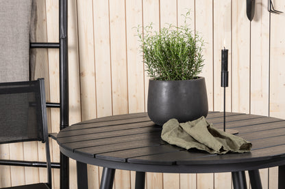 Break & Copacabana Rundt Spisebord ø90 Sort + Spisestole Sort