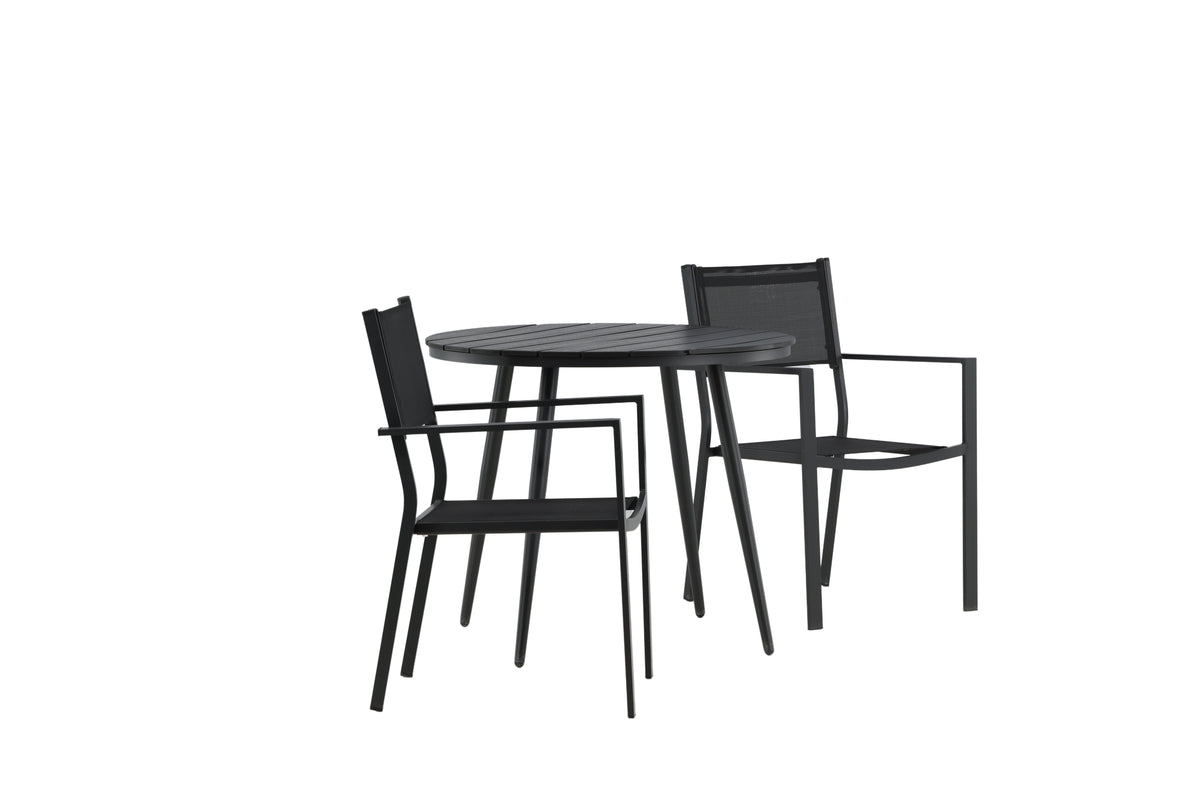 Break & Copacabana Rundt Spisebord ø90 Sort + Spisestole Sort