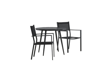 Break & Copacabana Rundt Spisebord ø90 Sort + Spisestole Sort
