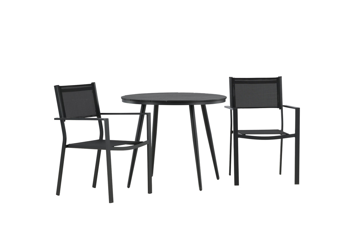 Break & Copacabana Rundt Spisebord ø90 Sort + Spisestole Sort