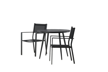 Break & Copacabana Rundt Spisebord ø90 Sort + Spisestole Sort