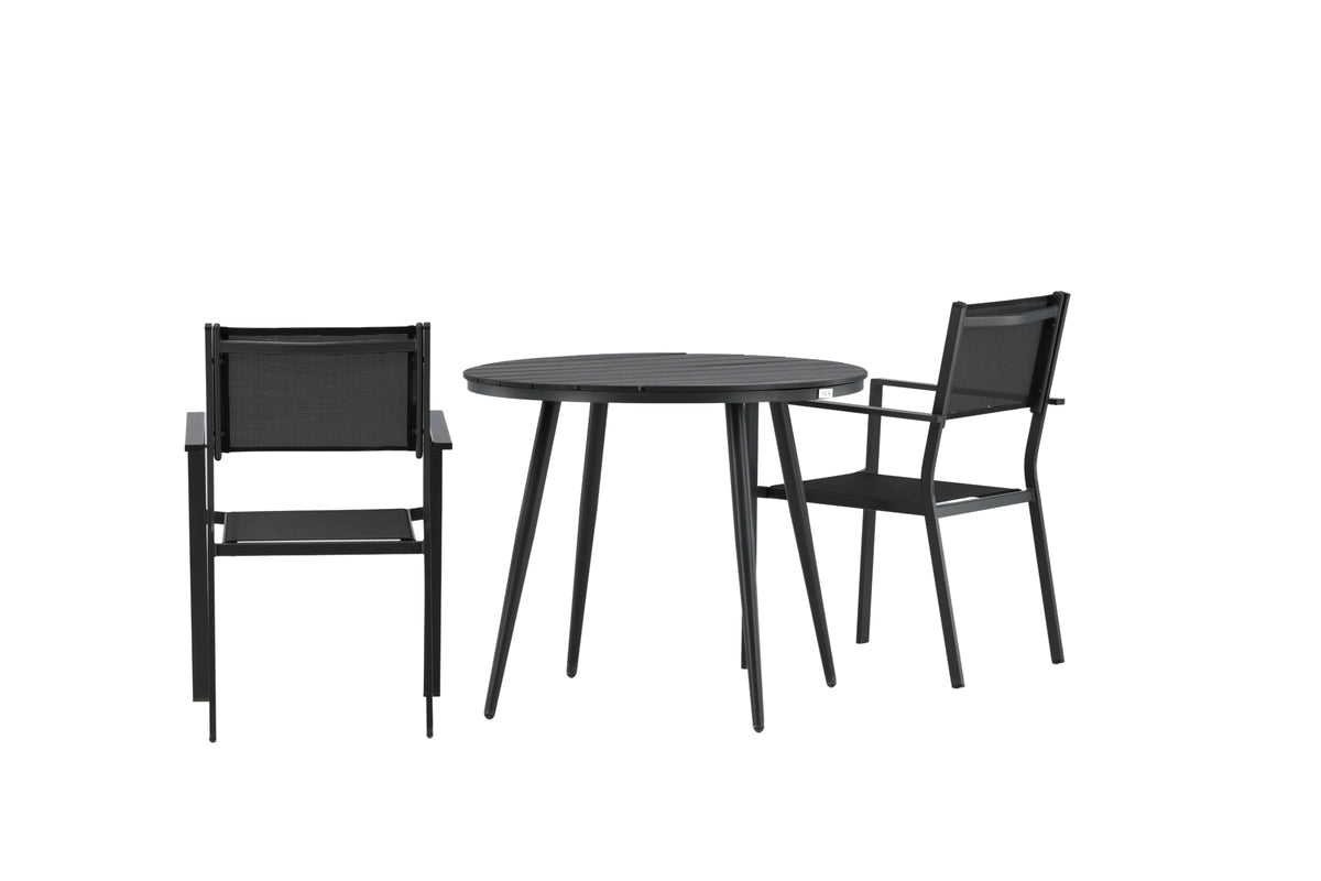 Break & Copacabana Rundt Spisebord ø90 Sort + Spisestole Sort