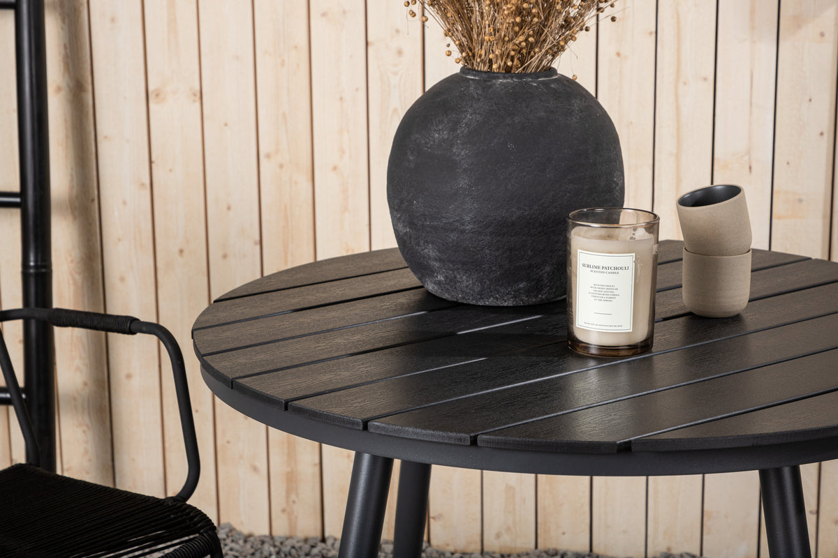 Break & Lindos Rundt Spisebord ø90 Sort + Spisestole Sort