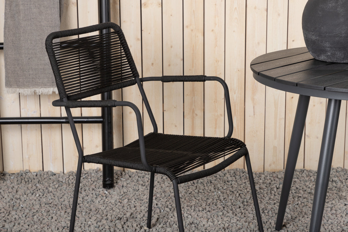 Break & Lindos Rundt Spisebord ø90 Sort + Spisestole Sort