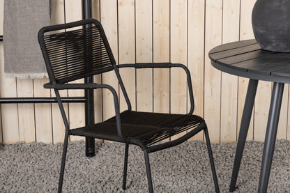 Break & Lindos Rundt Spisebord ø90 Sort + Spisestole Sort