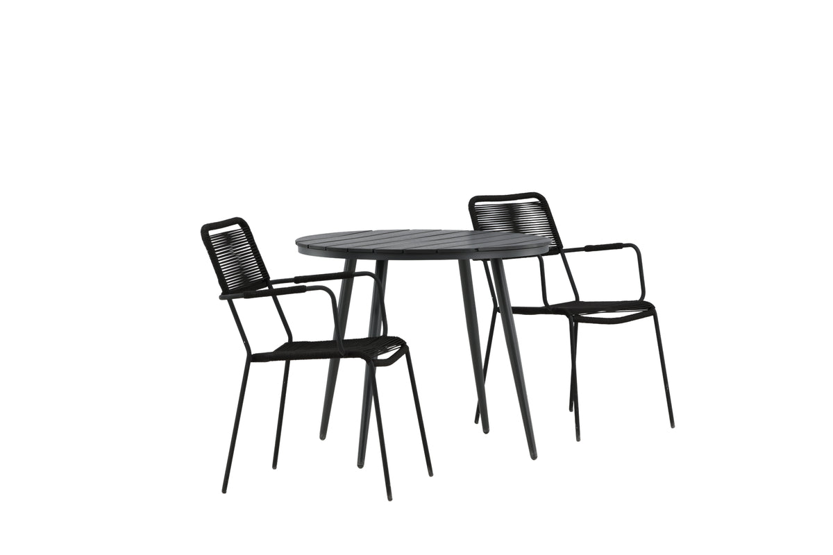 Break & Lindos Rundt Spisebord ø90 Sort + Spisestole Sort