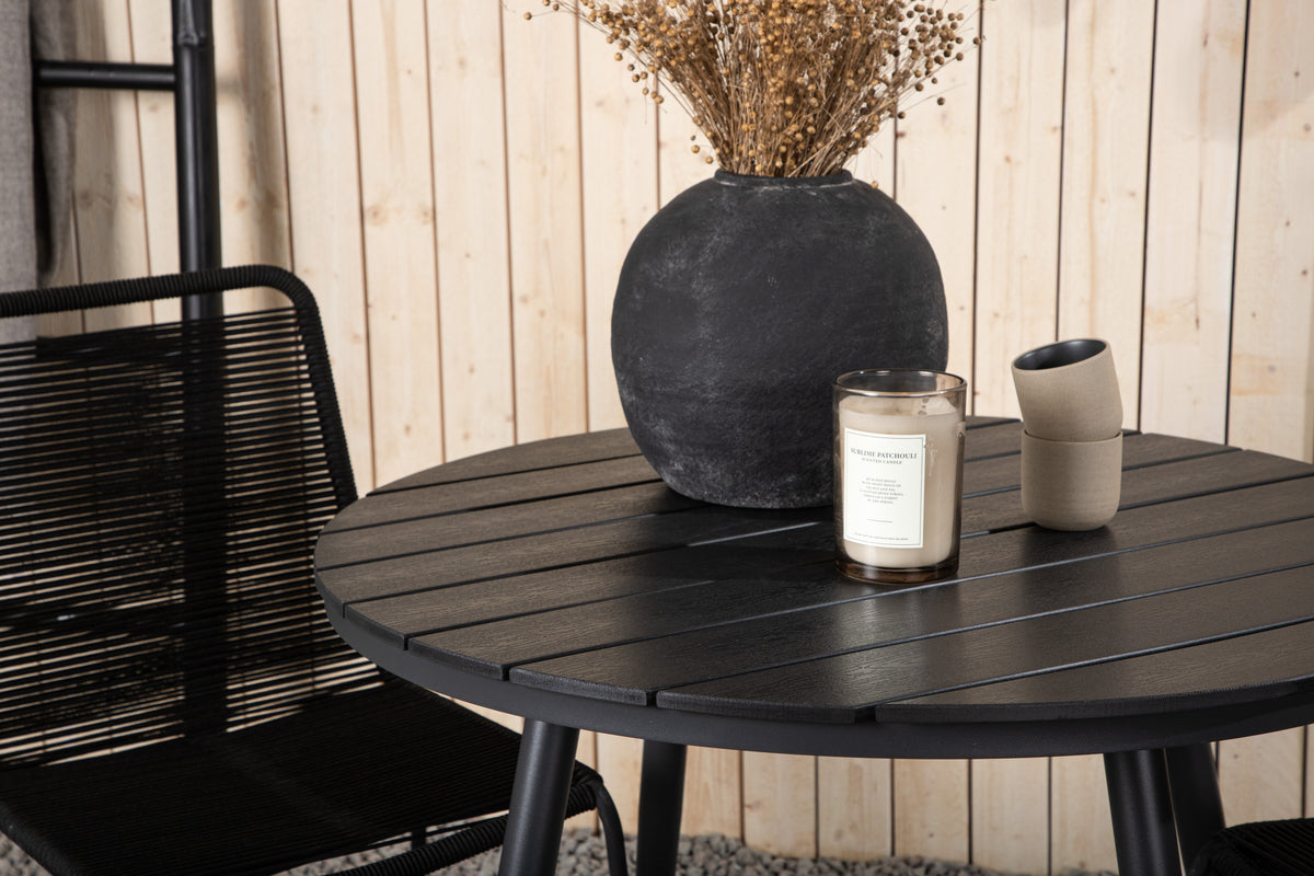 Break & Lindos Rundt Spisebord ø90 Sort + Spisestole Sort