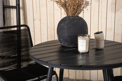 Break & Lindos Rundt Spisebord ø90 Sort + Spisestole Sort